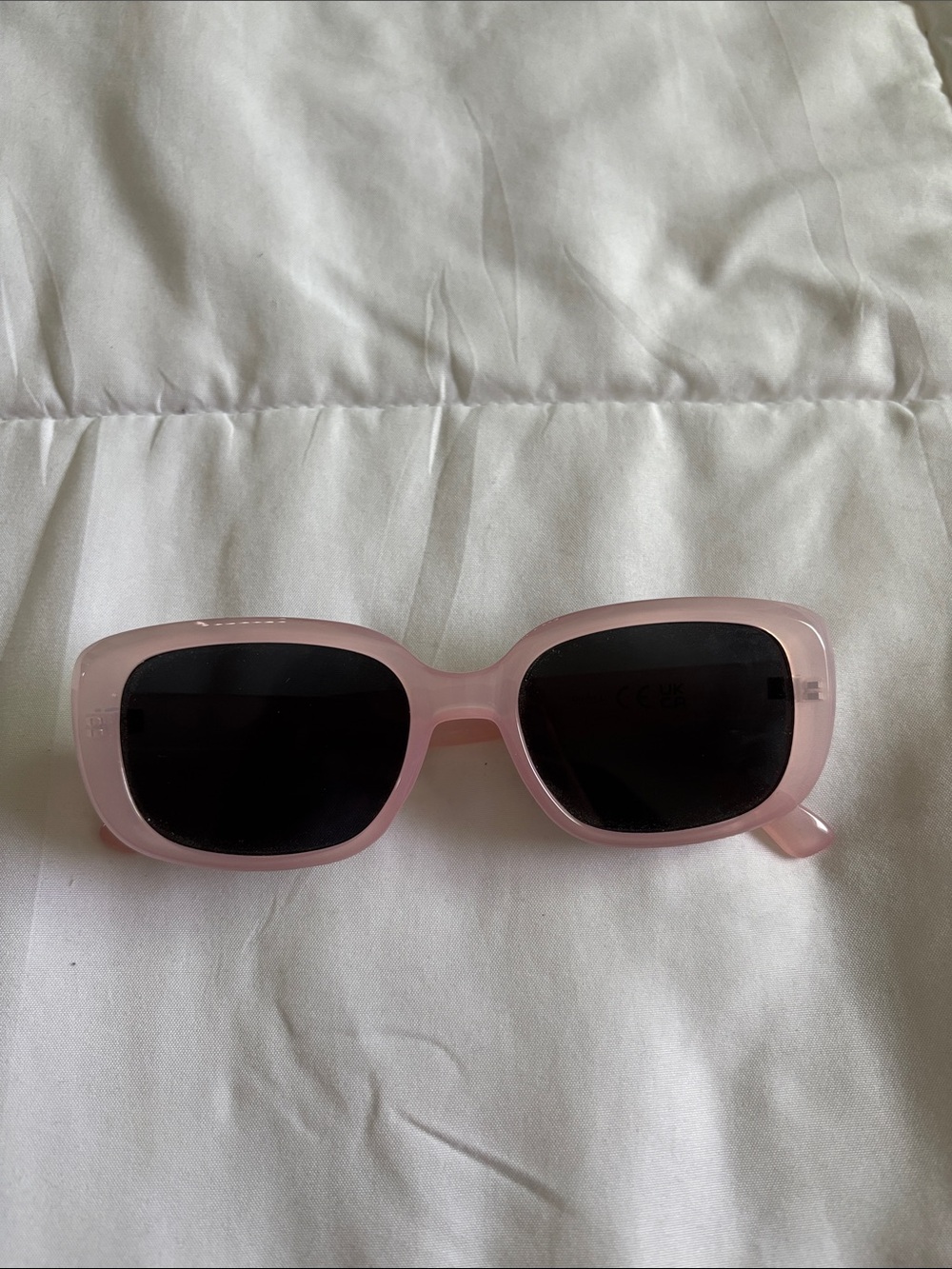 Pink Rectangular Sunglasses with Black Lenses